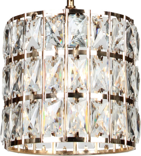 Keskor Pendant Light Gold with Crystals for Socket E27 20x20cm