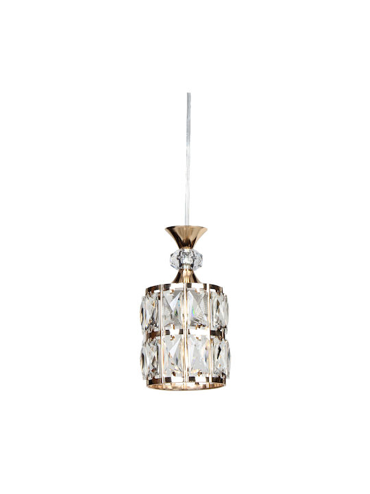 Keskor Pendant Light Gold with Crystals for Socket E27 12x22cm