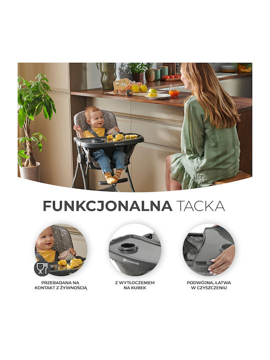 Kinderkraft Foldee Foldable Baby Highchair with Adjustable Height Green