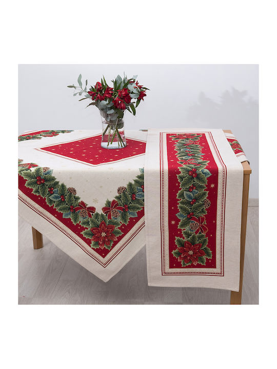 Dimeco Christmas Tablecloth Square Fabric L100xW100cm 1pcs