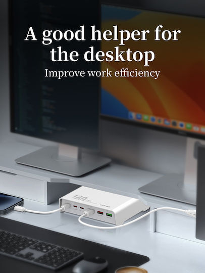 Ldnio Charging Stand with 3 USB-A Ports and 3 USB-C Ports 120W Power Delivery in Black color (Q605)