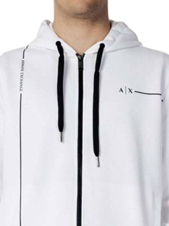 Armani Exchange Herren Sweatshirt Jacke mit Kapuze Weiß