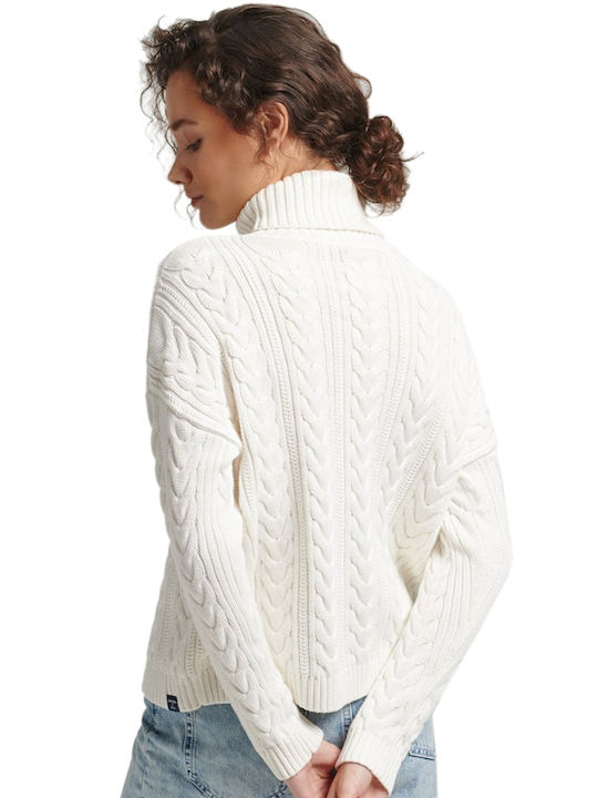 Superdry Cable Damen Langarm Pullover White winter white.