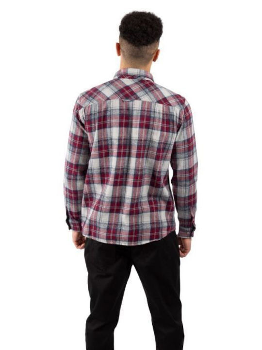 Trespass Men's Shirt Long Sleeve Cotton Checked Raspberry