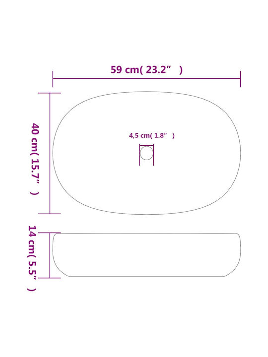 vidaXL Επικαθήμενος Νιπτήρας Κεραμικός 59x40x14cm Πολύχρωμος