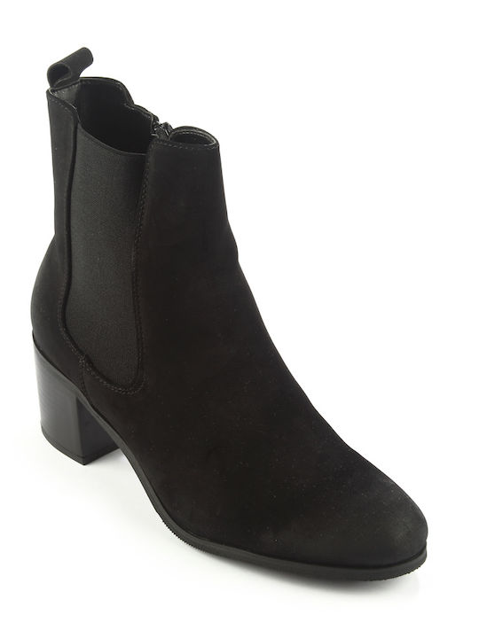 Fshoes Damen Chelsea Stiefeletten mit mittlerem Absatz Schwarz