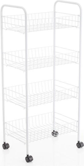 Viosarp Kitchen Trolley Metallic 4 Tiers White 86x38x86cm