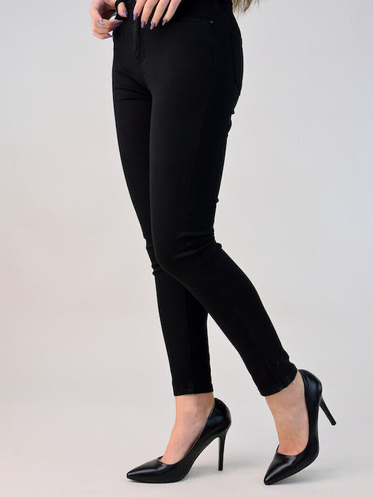 Hoch tailliert Damenjeans in Enger Passform Black