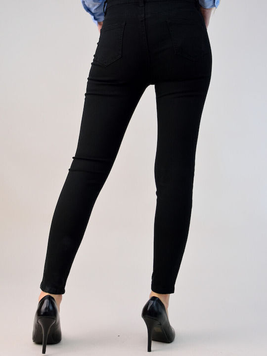 Hoch tailliert Damenjeans in Enger Passform Black