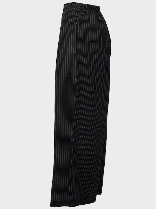 G Secret Women's Fabric Trousers with Elastic Striped Black