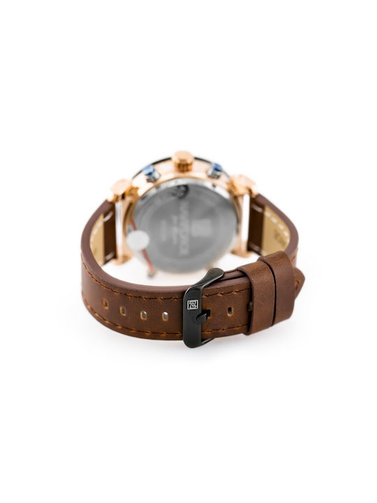 Naviforce Watch Battery with Brown Leather Strap