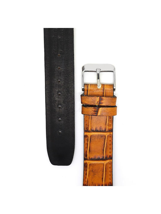 Tzevelion Κροκό Leather Strap Brown 20mm