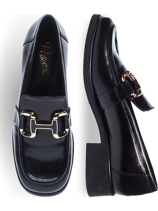 Leather Women's Moccasins in Black Color