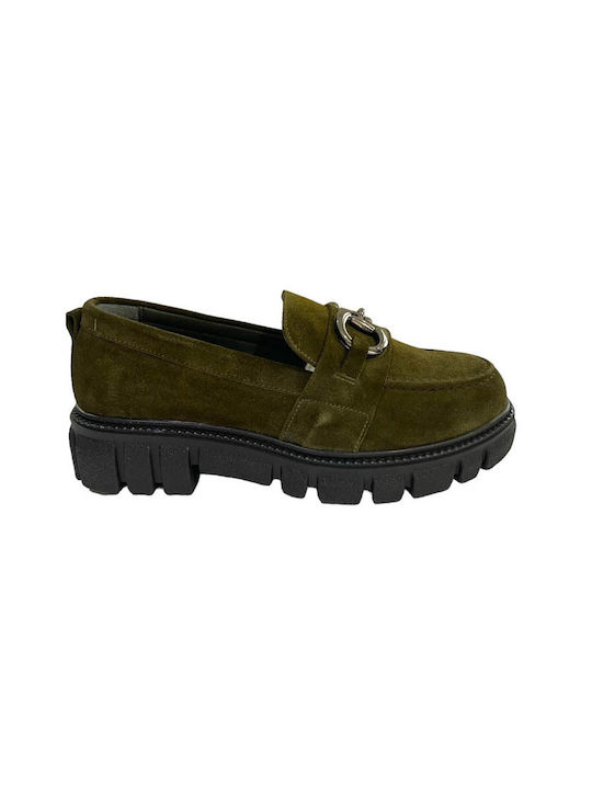 Naturelle Women's Moccasins in Khaki Color