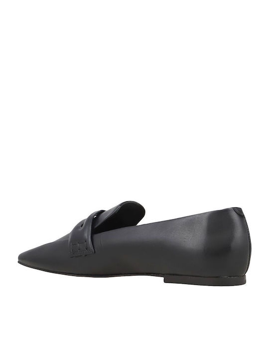 Leather Women's Moccasins in Black Color