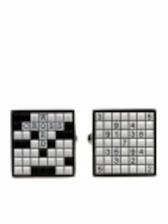 Crossword Puzzle Manschettenknöpfe in Schwarz Farbe