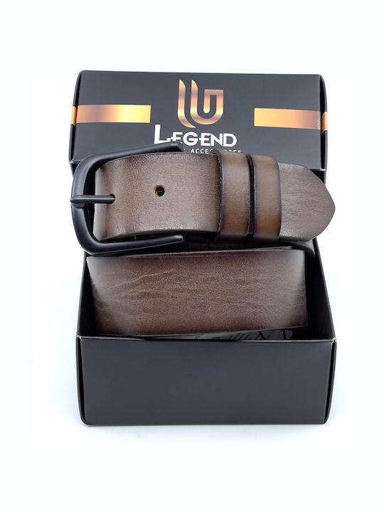 Wide Men's Belt Leather Brown L-101-A BROWN