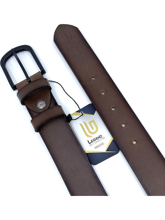 Wide Men's Belt Leather Brown L-101-A BROWN