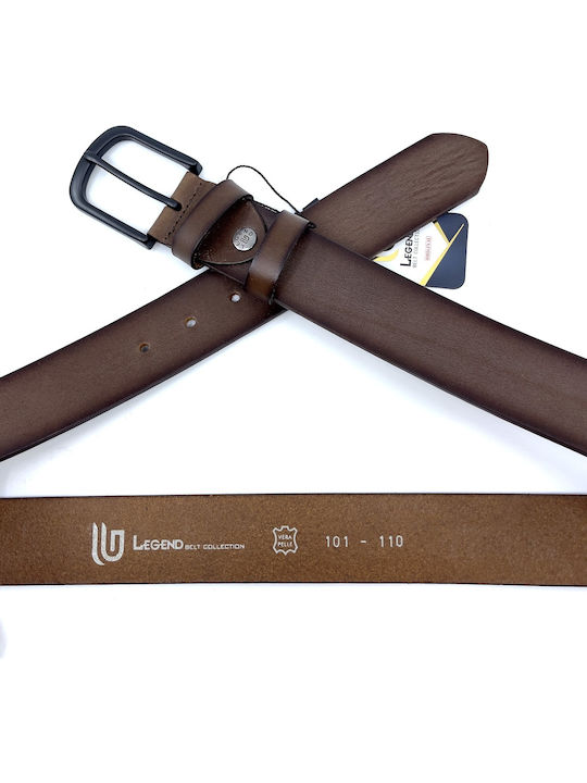 Wide Men's Belt Leather Brown L-101-A BROWN