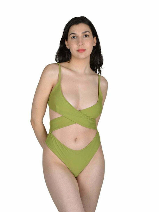 Costum De Baie Întreg Cu Decupaje Kaki