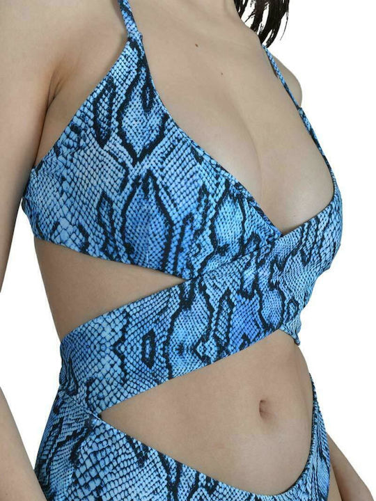 One-Piece Swimsuit with Cutouts Animal Print Multicolor
