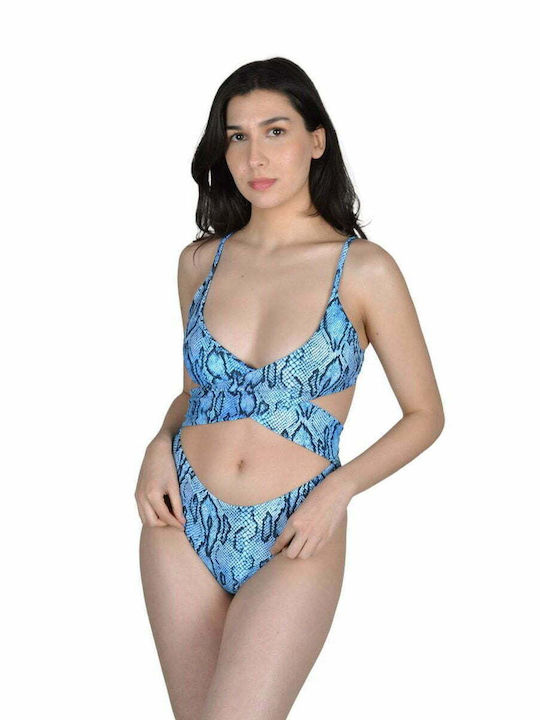 One-Piece Swimsuit with Cutouts Animal Print Multicolor
