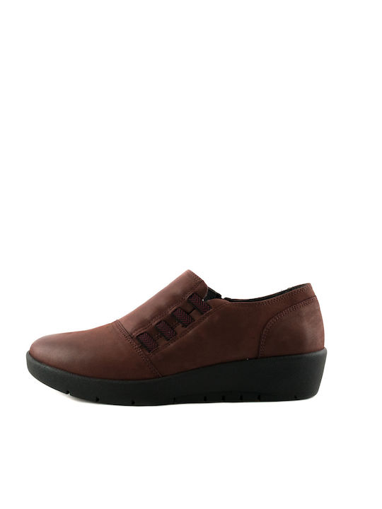 Ανατομικά Γυναικεία Slip-On Δερμάτινα Μπορντό