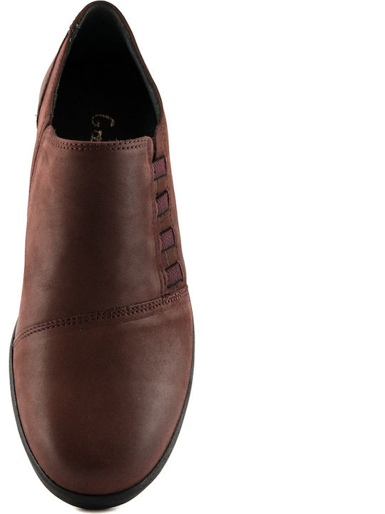 Ανατομικά Γυναικεία Slip-On Δερμάτινα Μπορντό