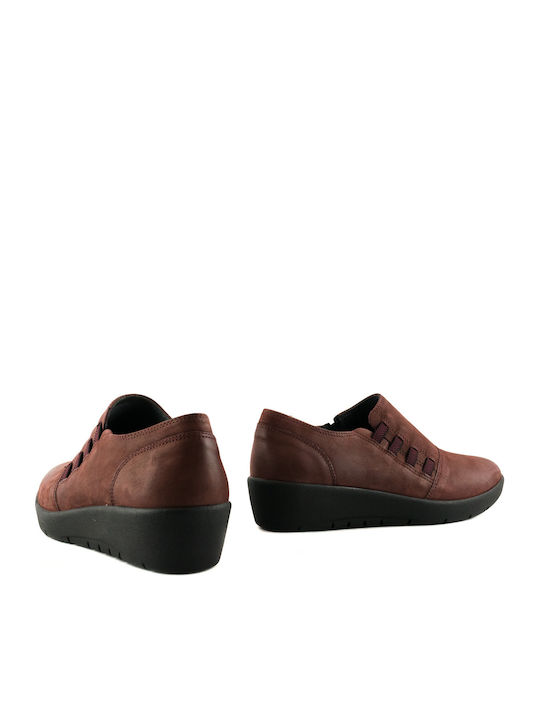 Ανατομικά Γυναικεία Slip-On Δερμάτινα Μπορντό