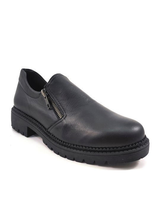 Γυναικεία Slip-On Δερμάτινα Μαύρα