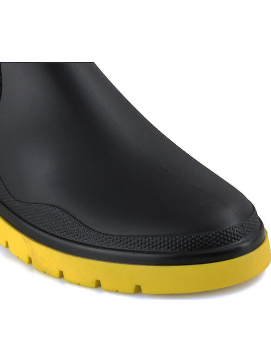 Κοντές Γυναικείες Γαλότσες Black Yellow