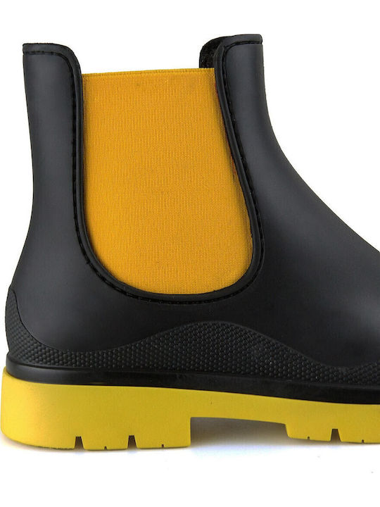 Κοντές Γυναικείες Γαλότσες Black Yellow