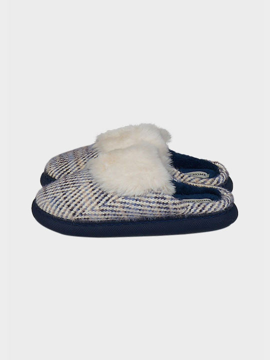 G Secret Winter Women's Slippers with fur in Blue color