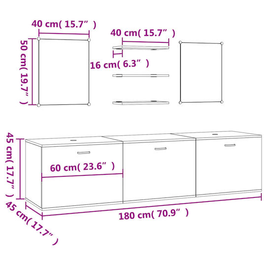 vidaXL Set de Mobilier Blat cu Lavoar & Oglindă Negru