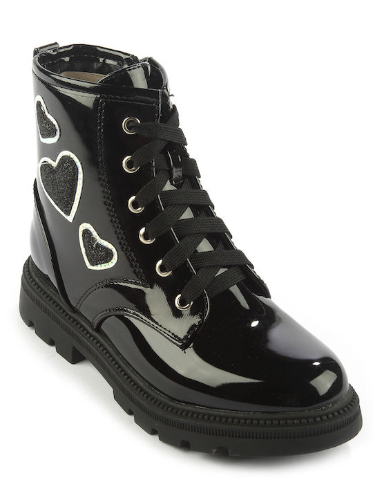 Fshoes Fshoes Kids Patent Leather Boots with Zipper Black