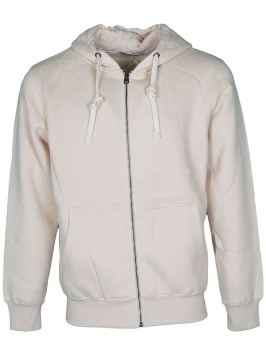 Privato Men's Sweatshirt Jacket with Hood Ecru