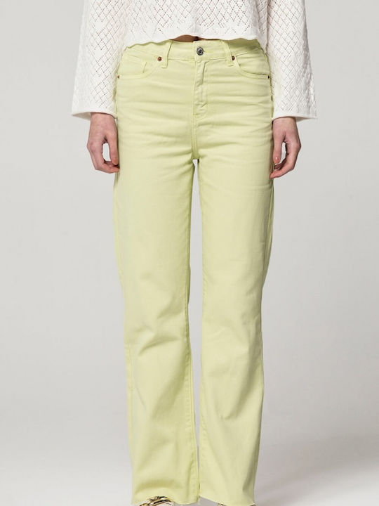 High Waist Women's Jean Trousers in Regular Fit Green