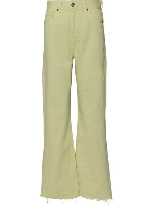 High Waist Women's Jean Trousers in Regular Fit Green