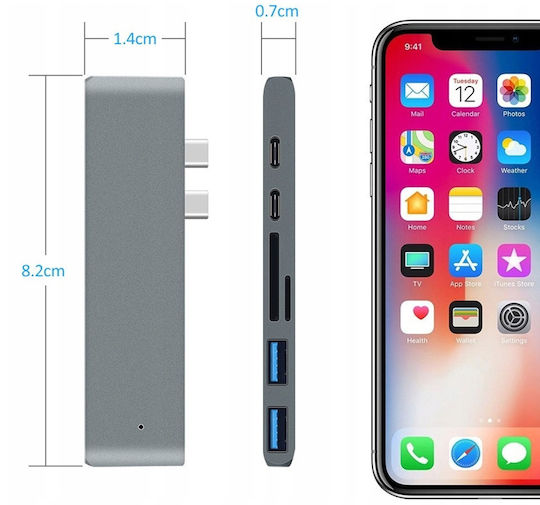 USB-C dublu Stație de andocare cu HDMI 4K PD Gri (CO2-0118)