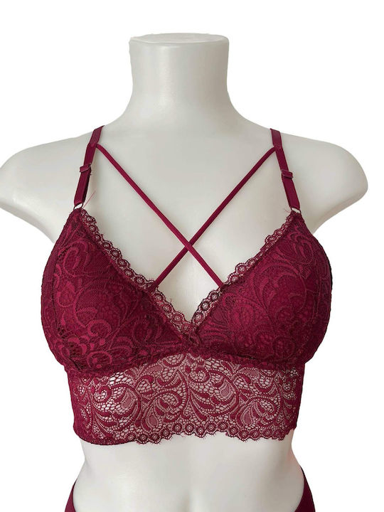 Lace Women's Bralette Bra Bordeaux (Bordeaux)