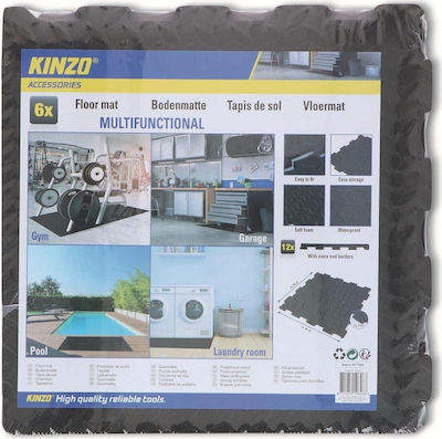 Kinzo EVA Gym Floor Puzzle Mat Black 6pcs