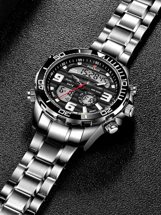 Lige Men's Watch Battery with Silver Metal Bracelet FB0007