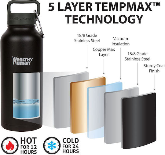 Healthy Human Stainless Steel Thermos Bottle BPA Free 621ml Beige