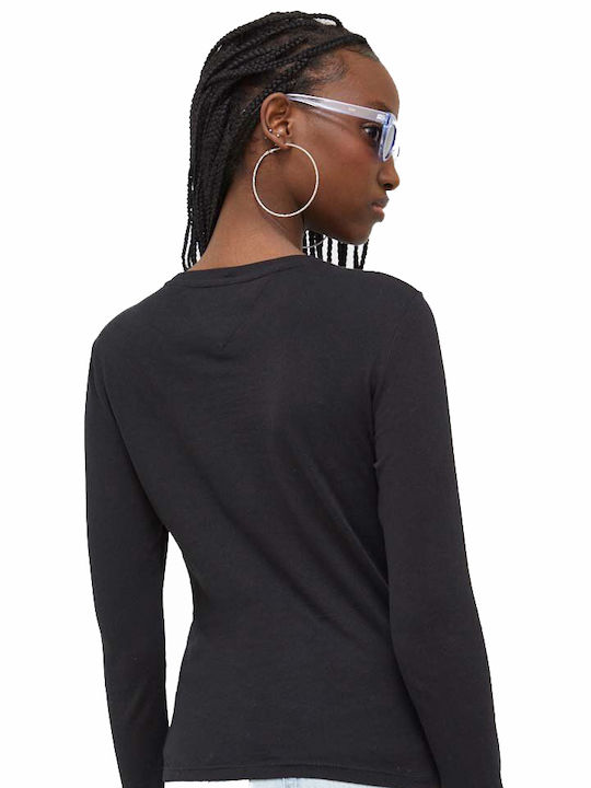 Tommy Hilfiger Tjw pentru Femei Bluză din Bumbac Mânecă lungă Black