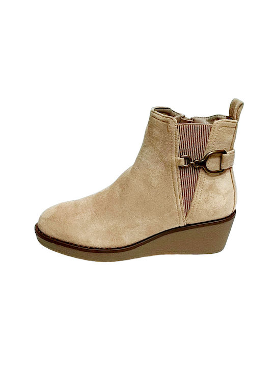 Plato Women's Ankle Boots Platform Beige