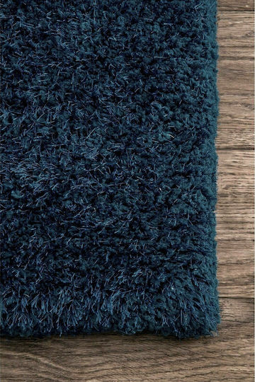 Saray Home Supreme Teppich Rechteckig Zottelig Synthetisch,Polyester/Cotton/Leather Blue