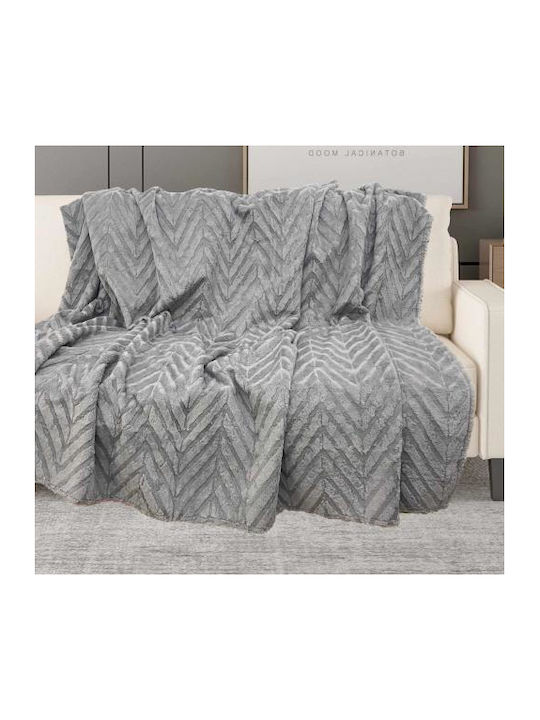 Linea Home Zic Zac Αντιολισθητικό Ριχτάρι Τριθέσιου Καναπέ Γούνινο 180x300εκ. Γκρί