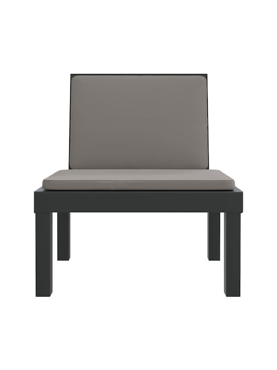 Sunbed Single Plastic with Cushion Gray 65x65x32cm.