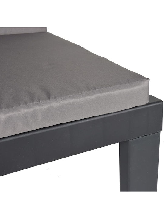 Sunbed Single Plastic with Cushion Gray 65x65x32cm.