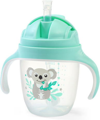 Babyono Baby Cup with Handles and Straw made of Silicone Green